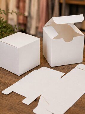 White 2.25" Foldable Favor Boxes Perfect for Weddings, Showers, Gifts